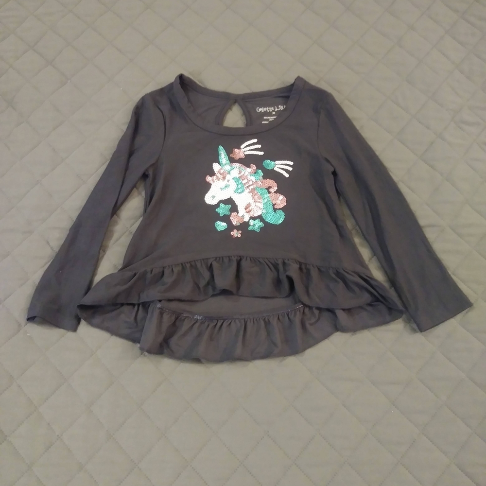 Charming Charcoal Unicorn Long Sleeve Tee